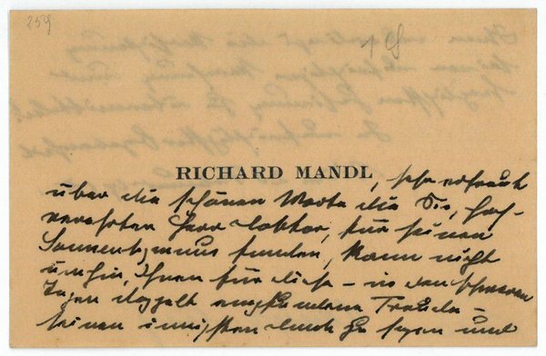 Visitenkarte mit eigenh. Notizen.