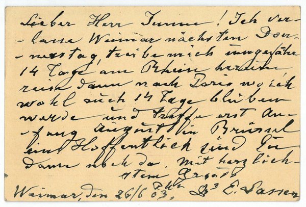 Eigenh. Postkarte mit U.