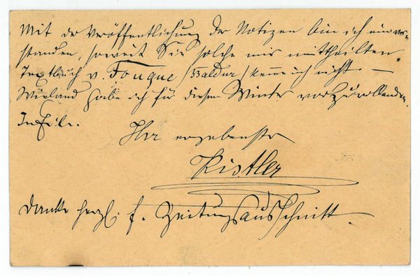 Eigenh. Postkarte mit U.