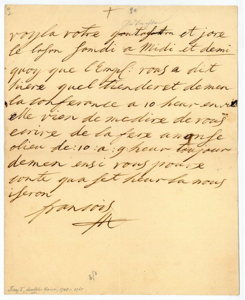 Eigenh. Schreiben mit U. ("Francois").