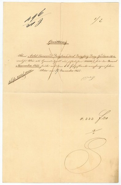 Autograph receipt signed ("Elisabeth").