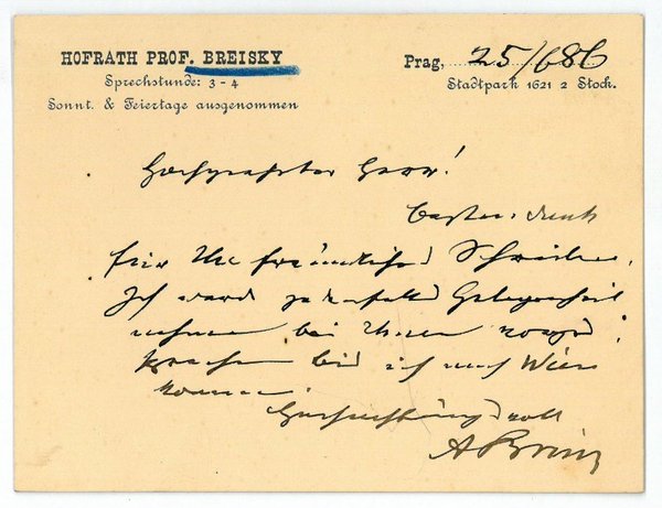 Eigenh. Briefkarte mit U.