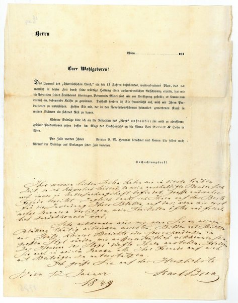 Schriftstück mit eigenh. U.