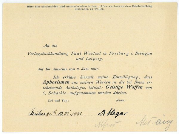 Schriftstück mit eigenh. U.