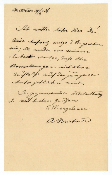 Eigenh. Brief mit U.