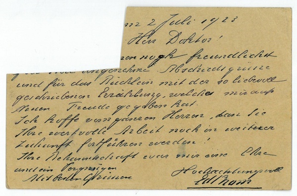Eigenh. Postkarte mit U.
