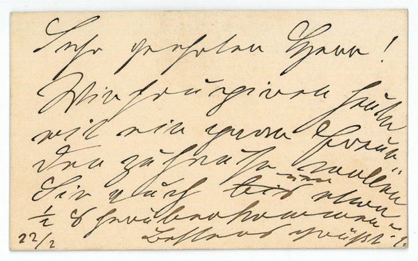 Eigenh. Visitenkarte.