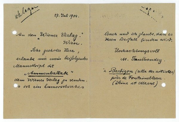 Eigenh. Begleitschreiben mit U.