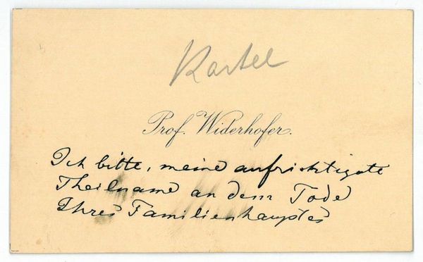 Eigenh. Visitenkarte mit U.