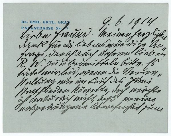 Eigenh. Briefkarte mit U.