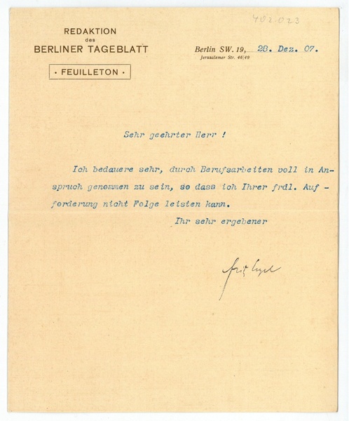 Ms. Brief mit eigenh. U.
