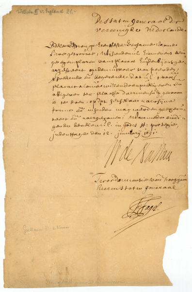 Document signed ("W. de Nassau").