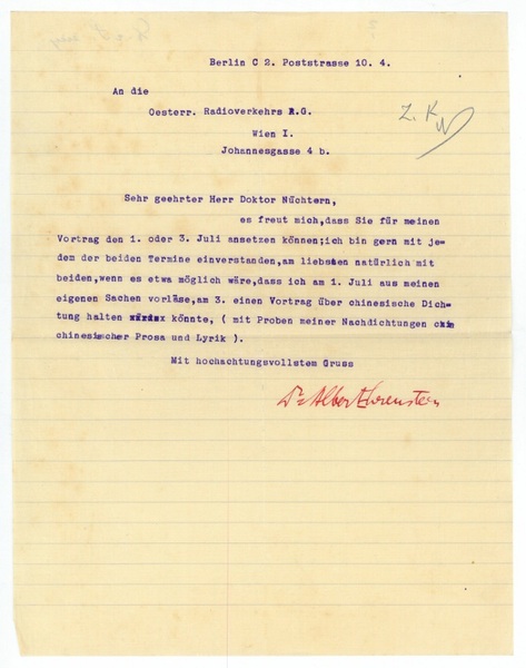 Ms. Brief mit eigenh. U.