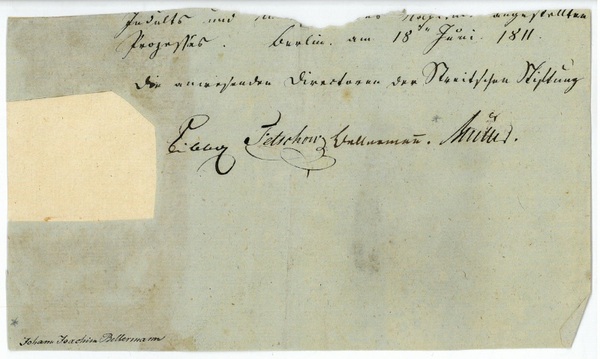 Ausschnitt mit eigenh. U. ("Bellermann").