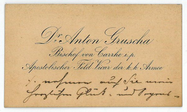 Eigenh. Visitenkarte.