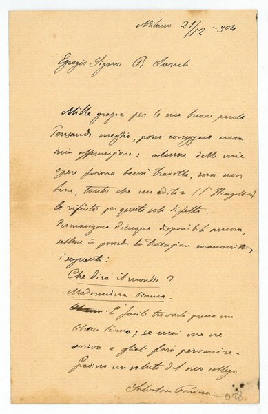 Eigenh. Brief mit U.