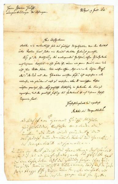 Eigenh. Brief mit U. ("Redakt[ion] des Morgenblattes").