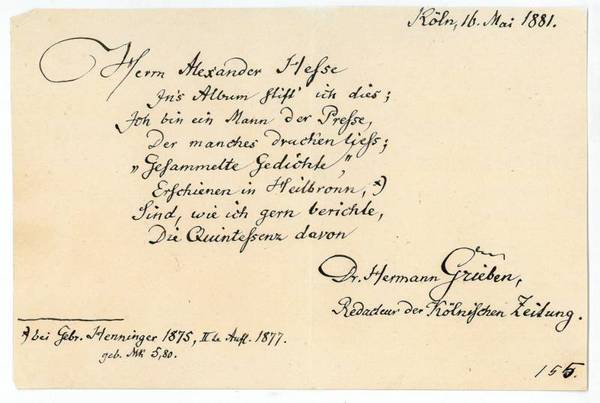 Eigenh. Albumblatt mit U.