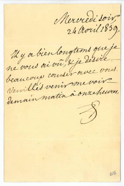 Billet mit eigenh. Paraphe.