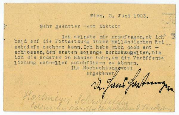 Ms. Postkarte mit eigenh. U.