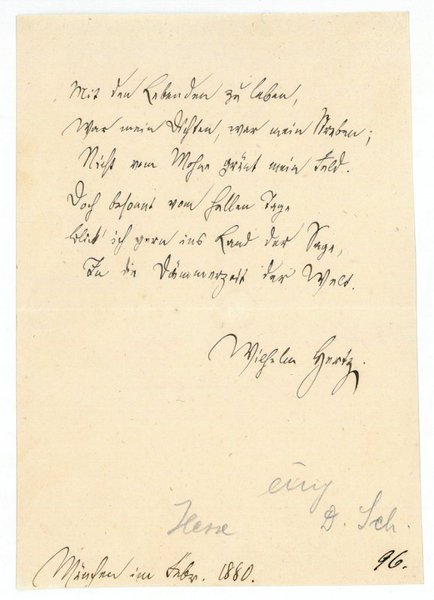 Eigenh. Albumblatt mit U.