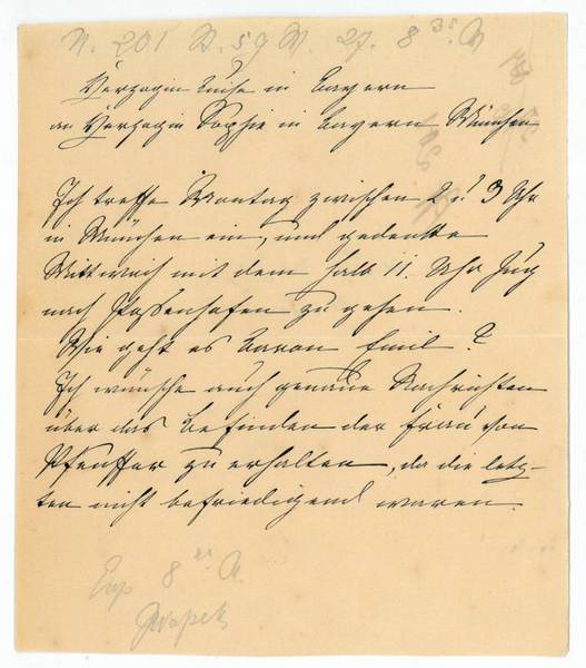 Eigenh. Telegrammentwurf mit Namenszug.