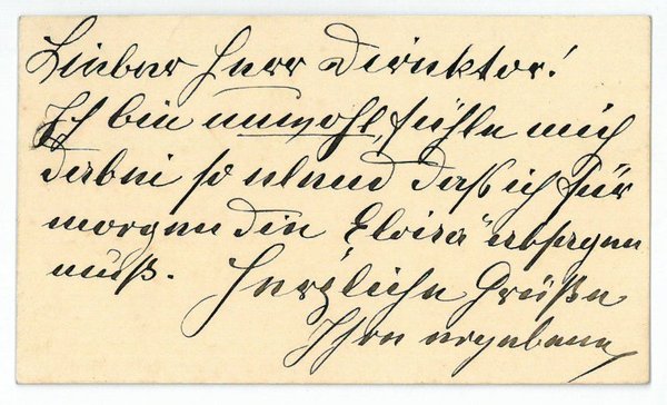 Eigenh. Visitenkarte.