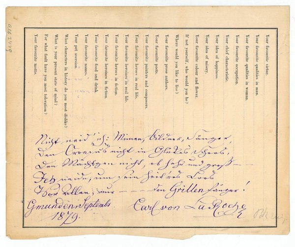 Eigenh. Albumblatt mit U.