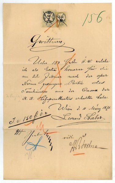 Eigenh. Quittung mit U.