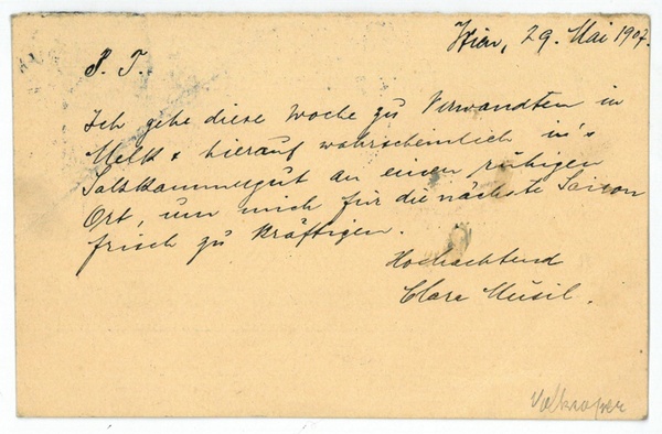 Eigenh. Postkarte mit U.