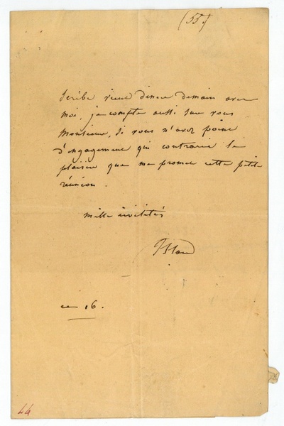 Autograph letter signed.