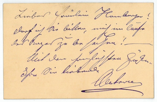 Eigenh. Visitenkarte mit U.