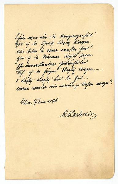 Eigenh. Albumblatt mit U.