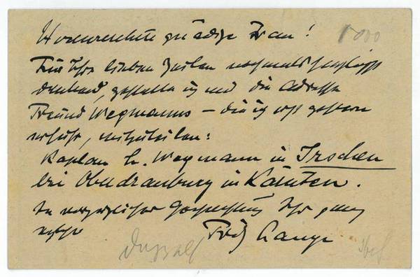 Eigenh. Postkarte mit U.