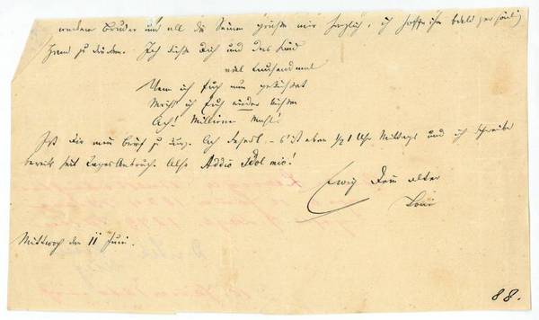 Eigenh. Brief m. U. "Toni" (Fragment).