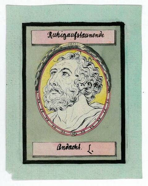 Radiertes physiognomisches Portrait mit eigenh. Titel und U. ("L.").