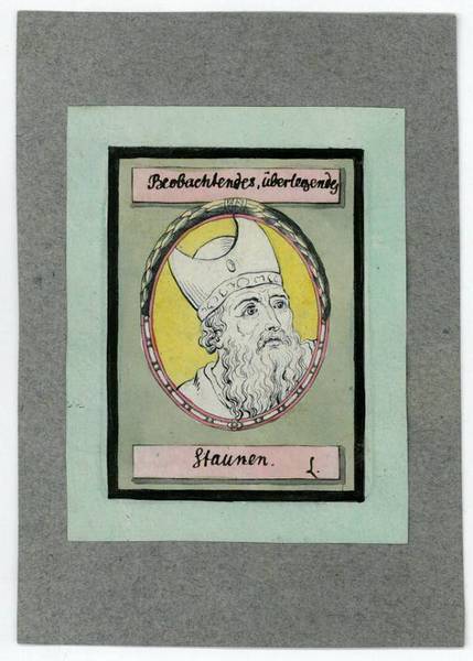 Radiertes physiognomisches Portrait mit eigenh. Titel und U. ("L.").