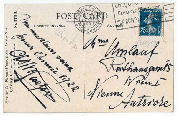 Eigenh. Postkarte m. U.