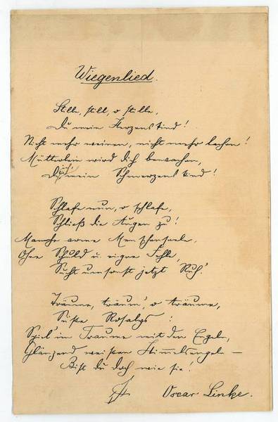 Eigenh. Manuskript "Wiegenlied" mit U.