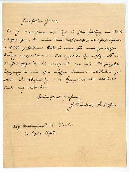 Eigenh. Brief mit U.