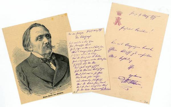 Eigenh. Brief m. U. und Karte mit eigenh. Gedicht und …