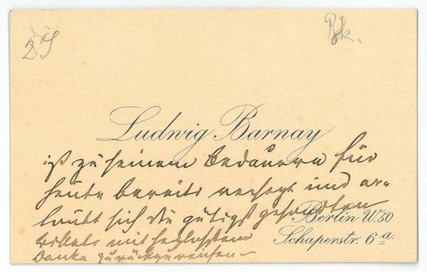 Eigenh. Visitenkarte.