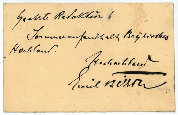 Eigenh. Postkarte m. U.