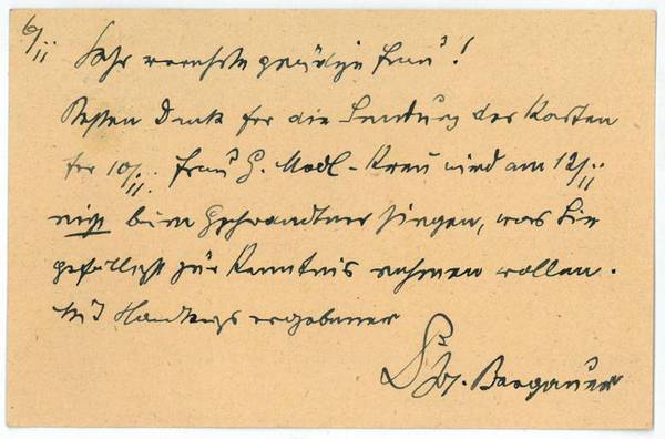 Eigenh. Postkarte m. U.