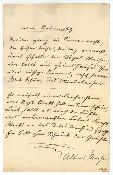 Eigenh. Gedicht "Der Steinmetz" mit U.