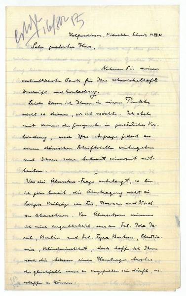 Eigenh. Brief mit U. ("Chr. Morgenstern").