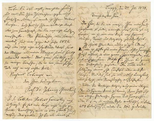Eigenh. Brief mit U., beiliegend eh. Gedichtmanuskript ("An Wilhelm Dindorf") …