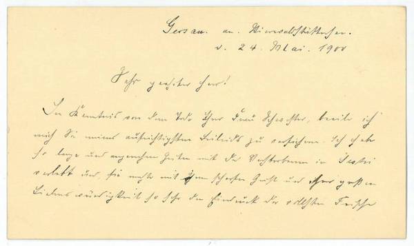 Eigenh. Briefkarte mit U.