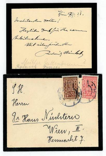 Eigenh. Briefkarte mit U.