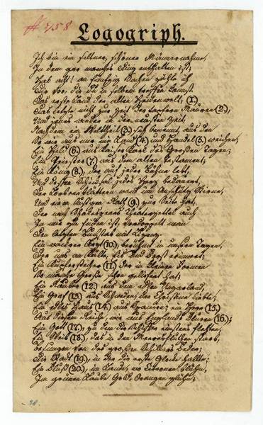 Logogriph [!]. Eigenh. Gedicht mit U.